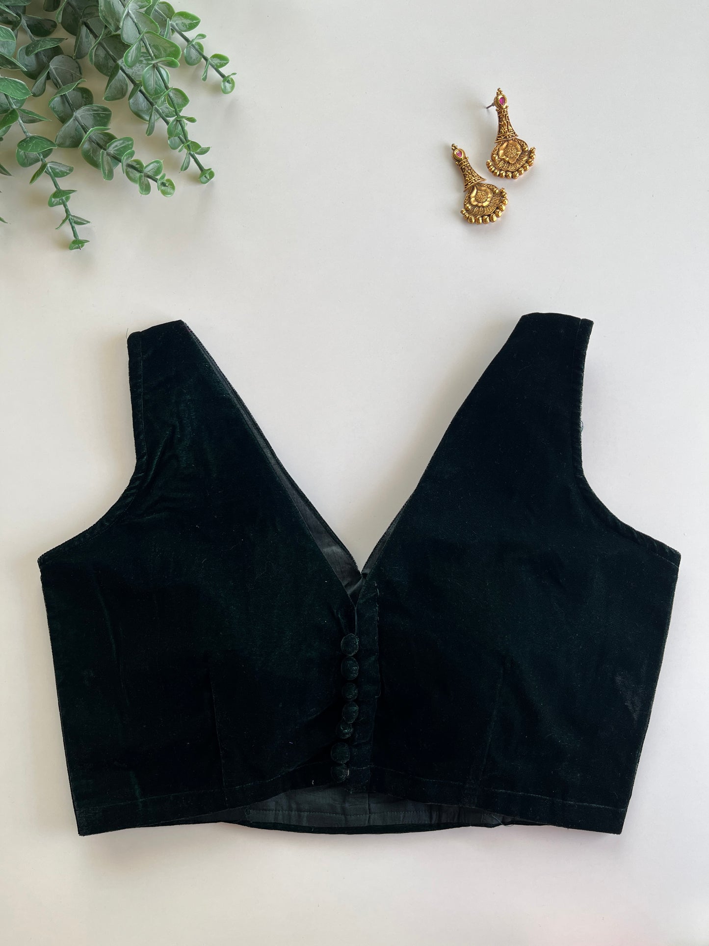 Dark Green Velvet Blouse