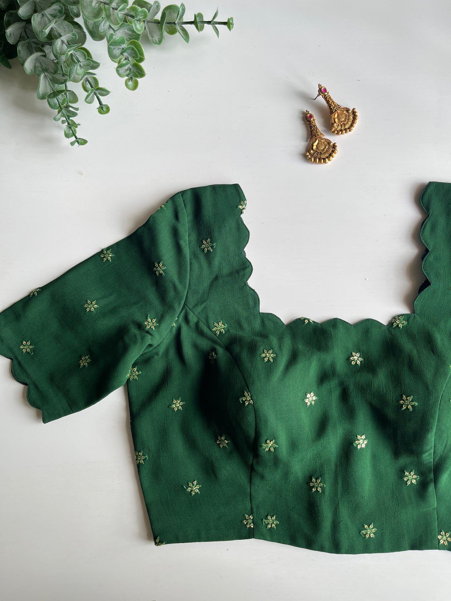 Green Scallop Blouse