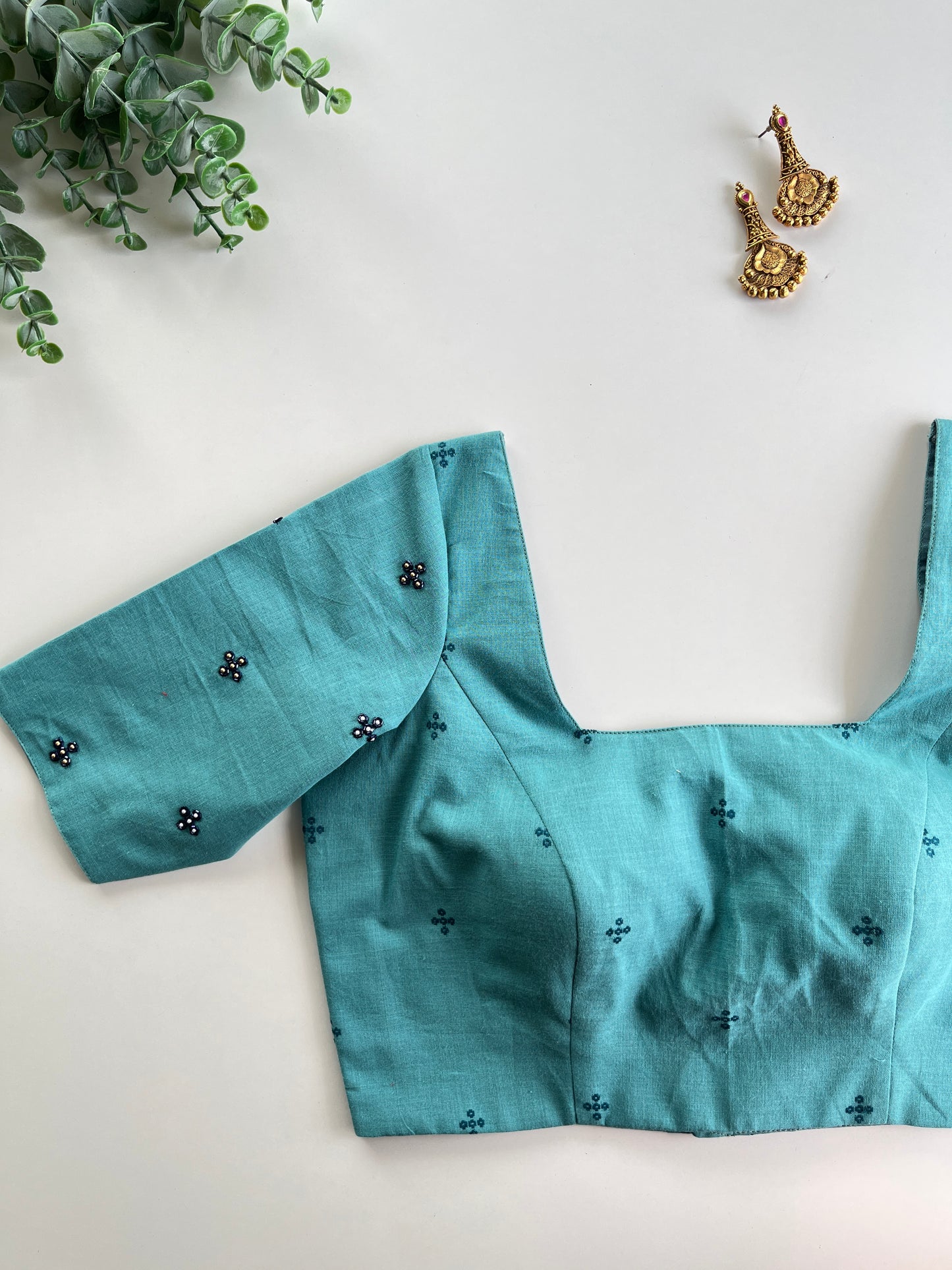 Double shaded Blue Mul Saree & Moonlit Blouse