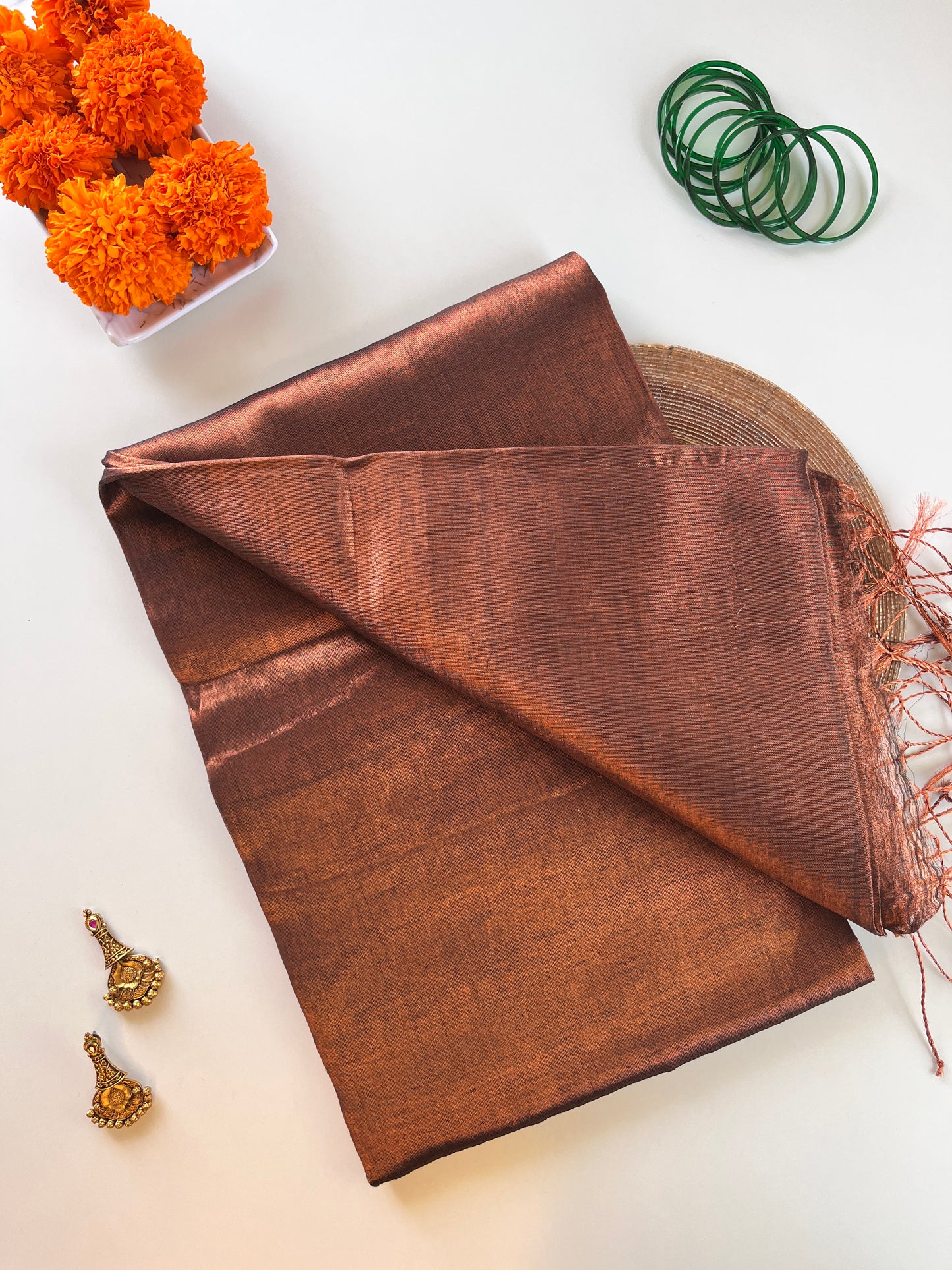 Copper Tissue Silk Saree