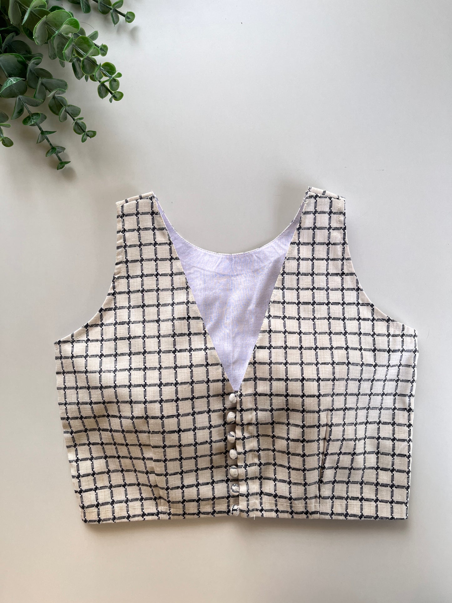 Office Wear Checkered Blouse