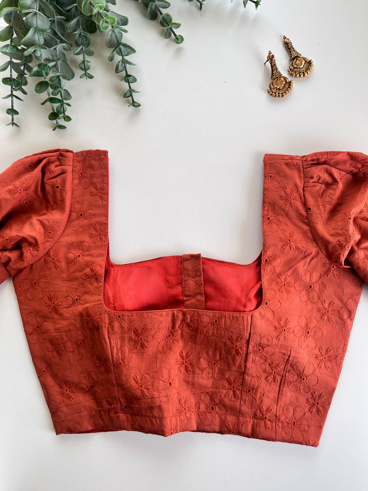 Rust Orange Hakoba Blouse