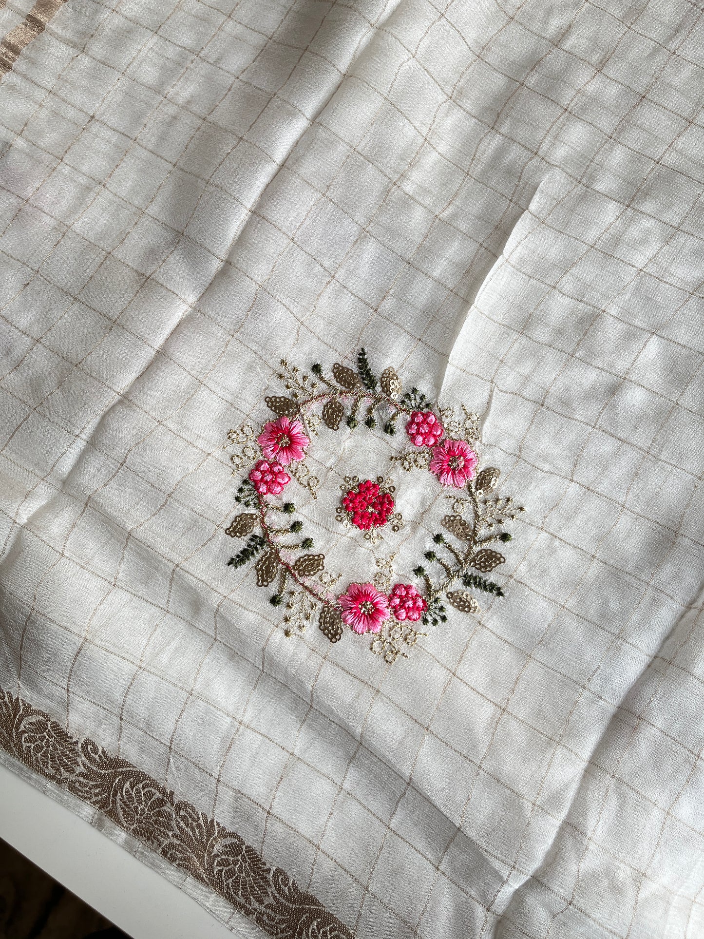 White Embroidered Saree