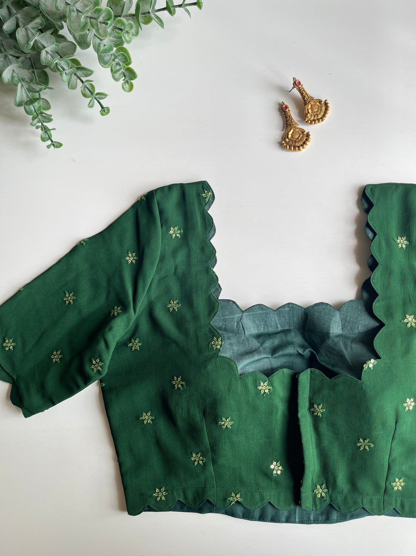 Green Scallop Blouse