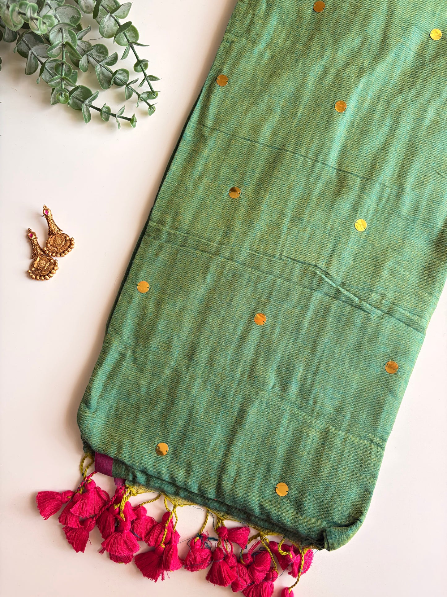 Green Mul Chumki Saree