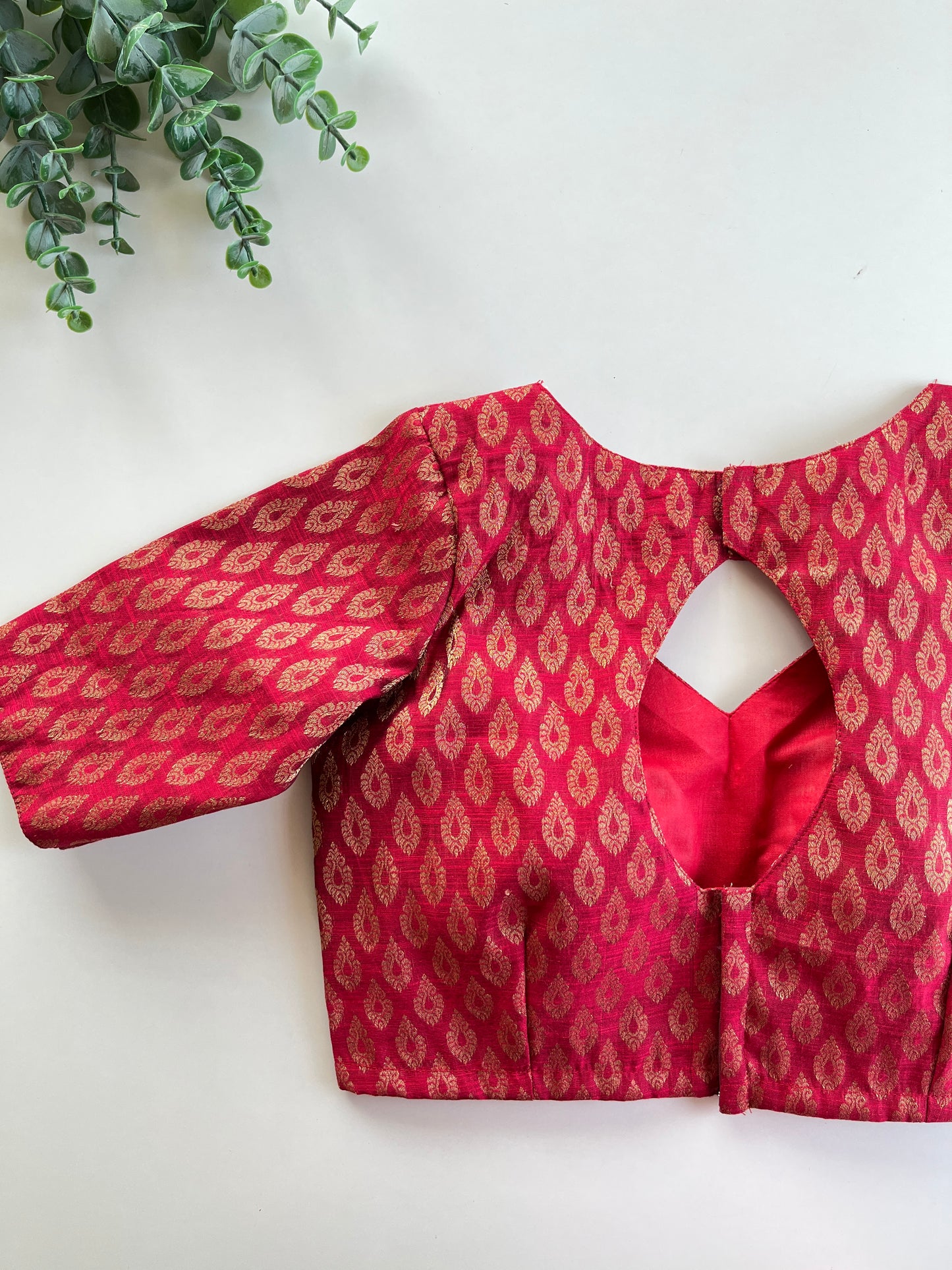 Red Brocade Blouse