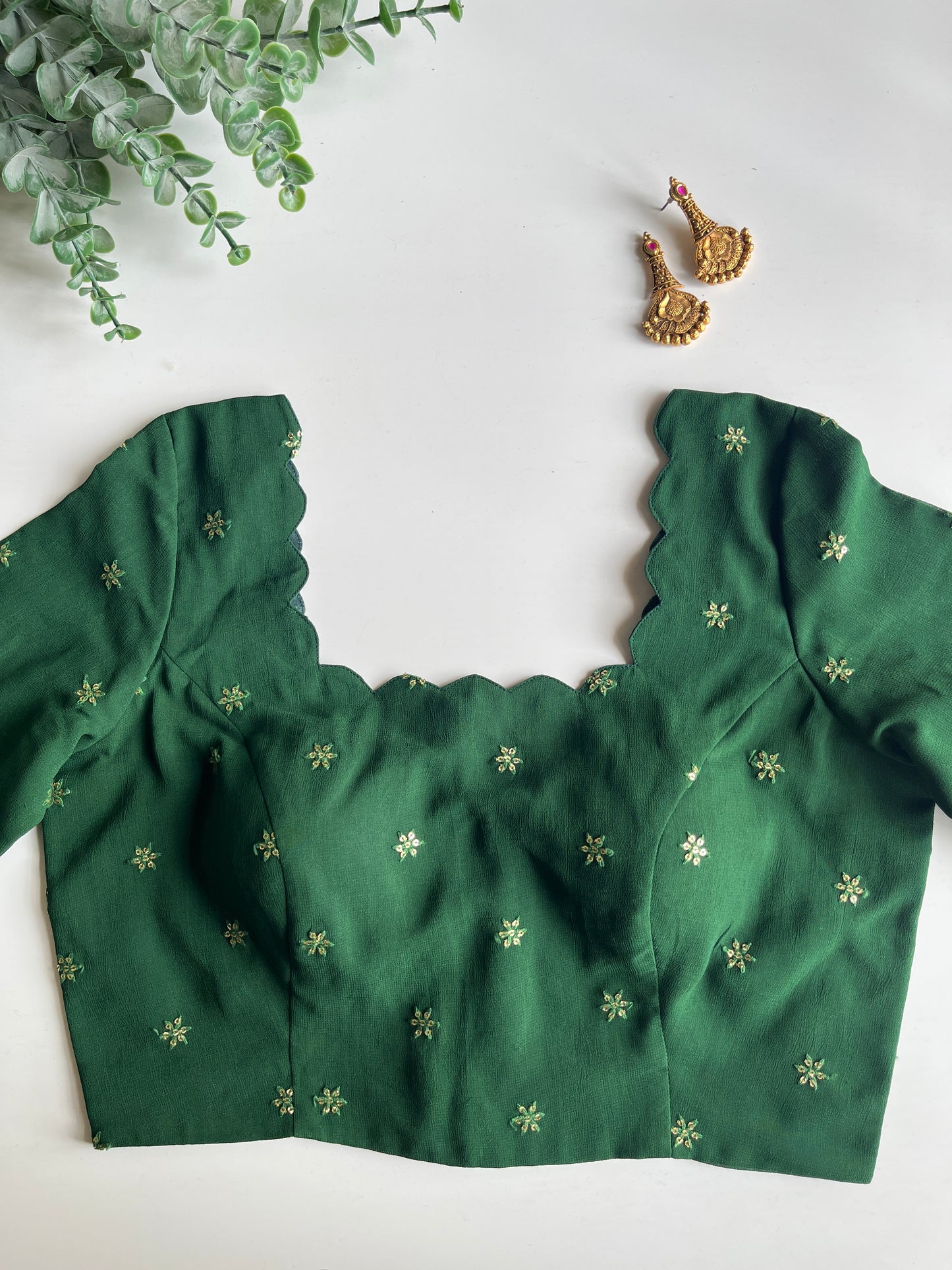 Green Scallop Blouse