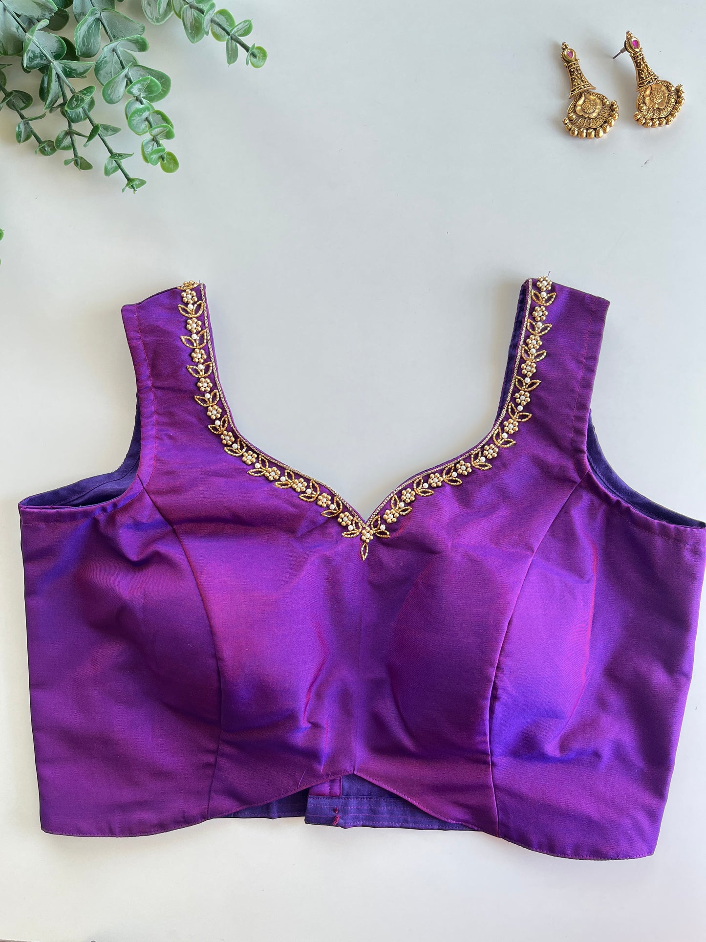 Purple Minimal Handwork Blouse