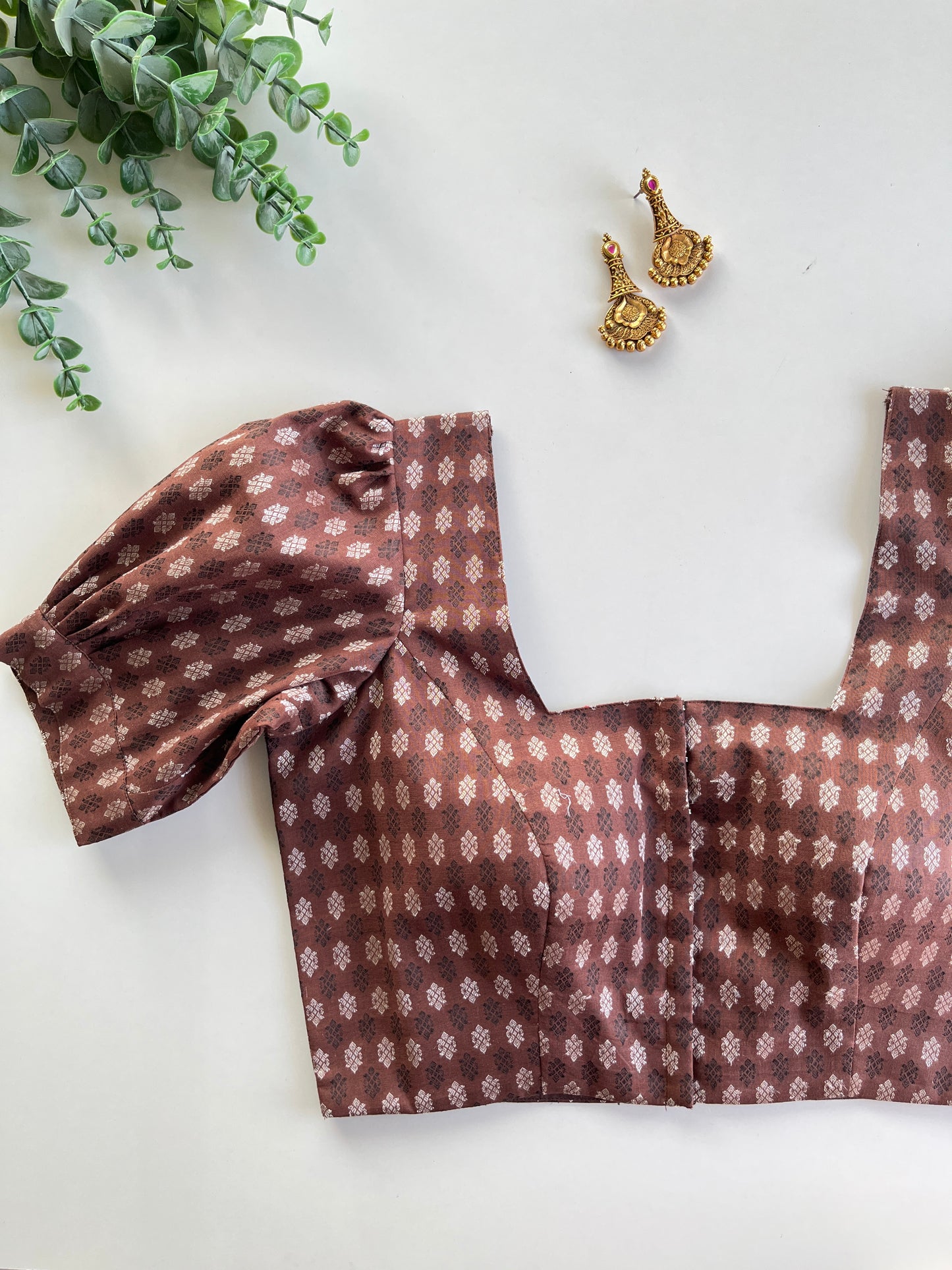 Chocolate Brown Brocade Blouse