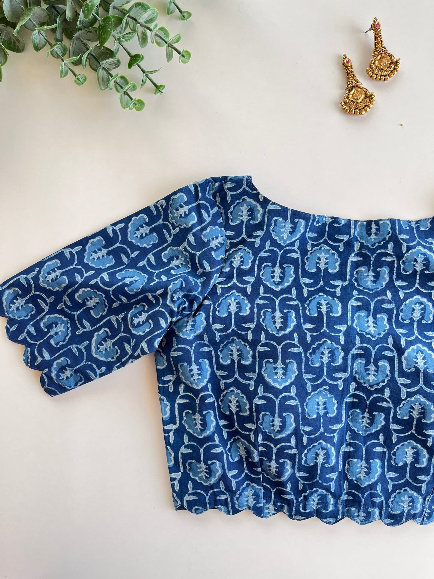Indigo Scallop Blouse