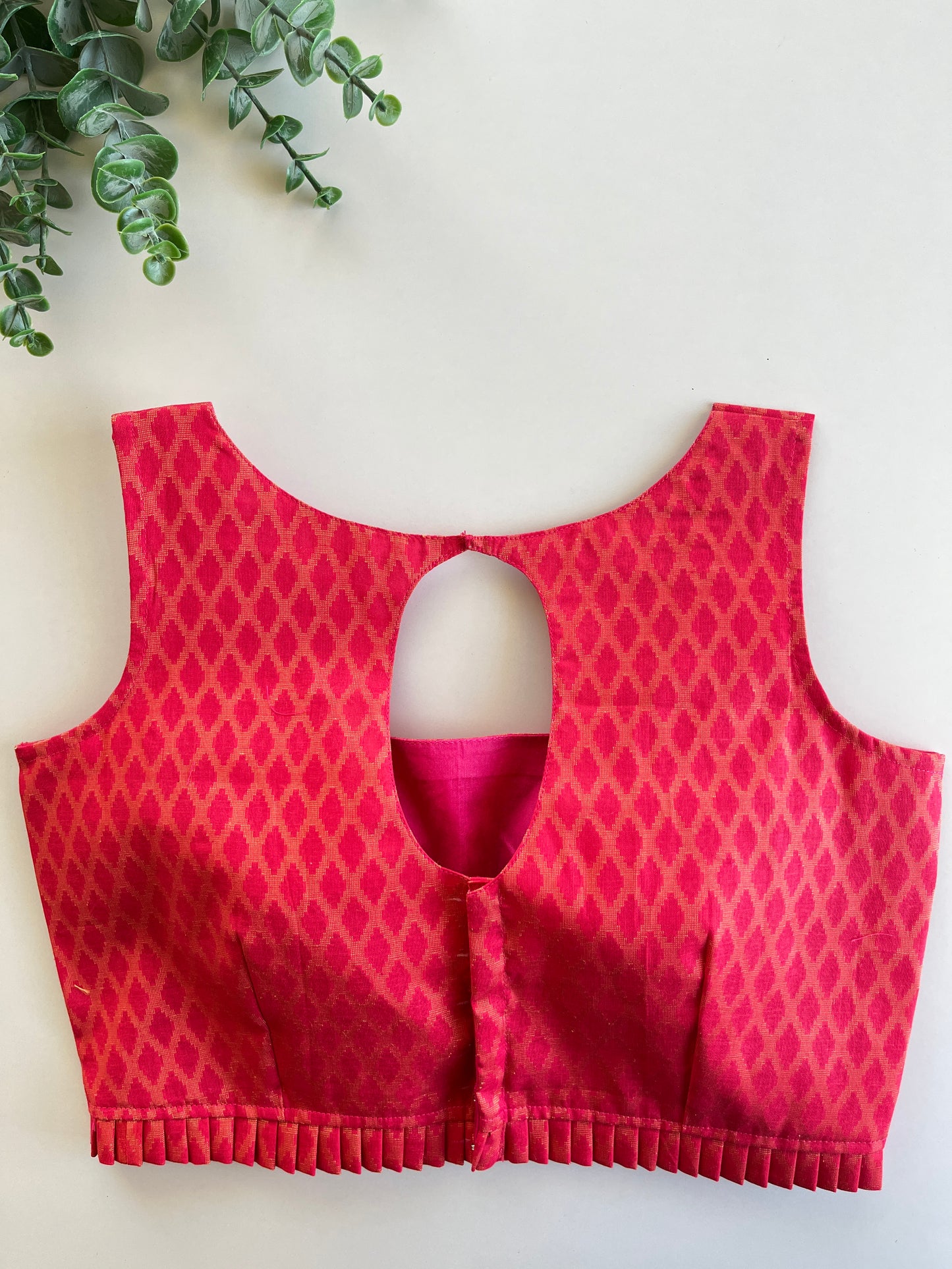 Pink Sleeveless Brocade Blouse