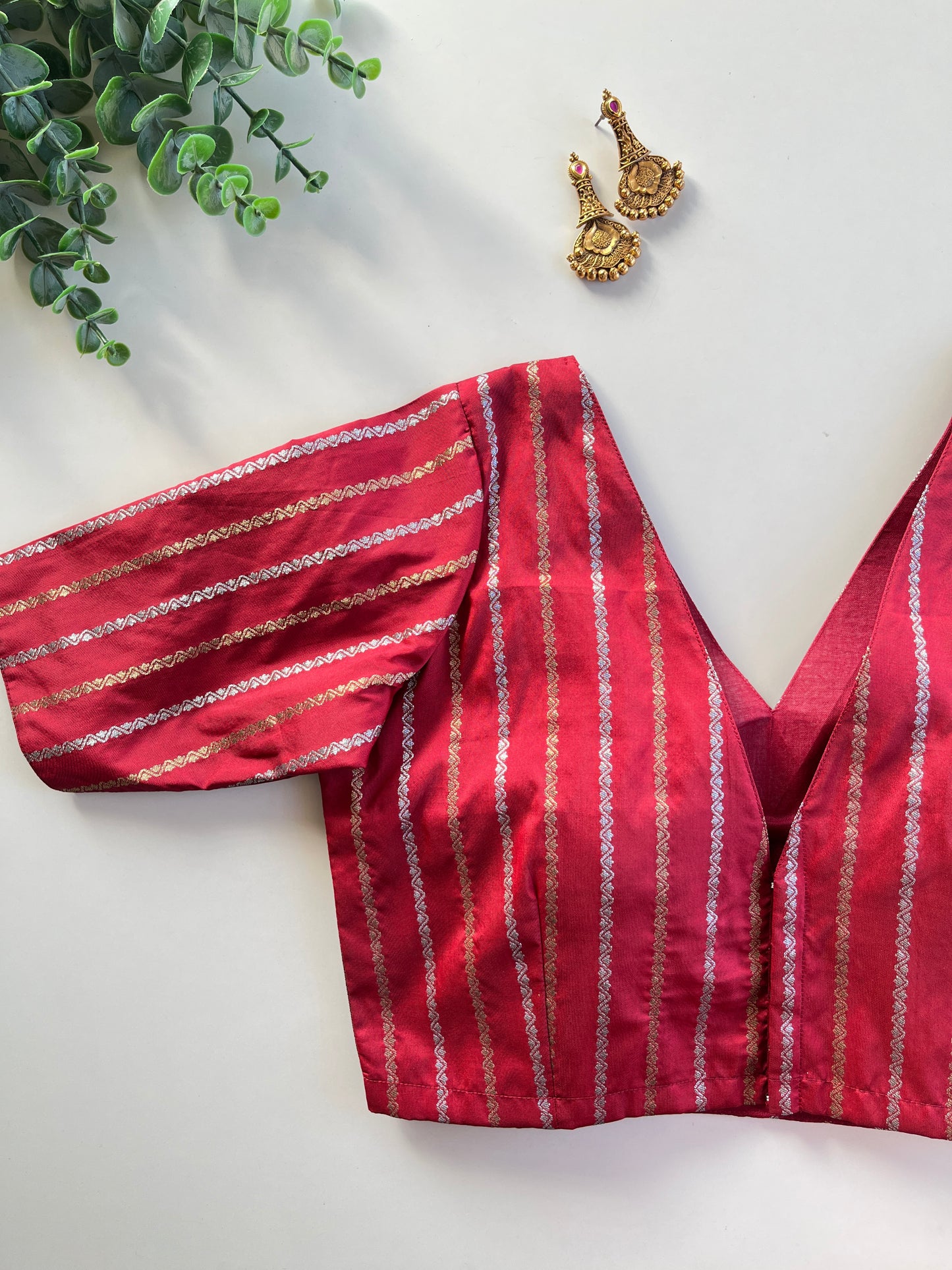 Crimson Red Linear Blouse