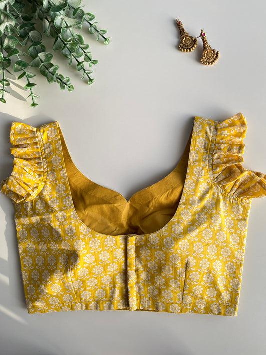 Yellow Floral Cotton Blouse