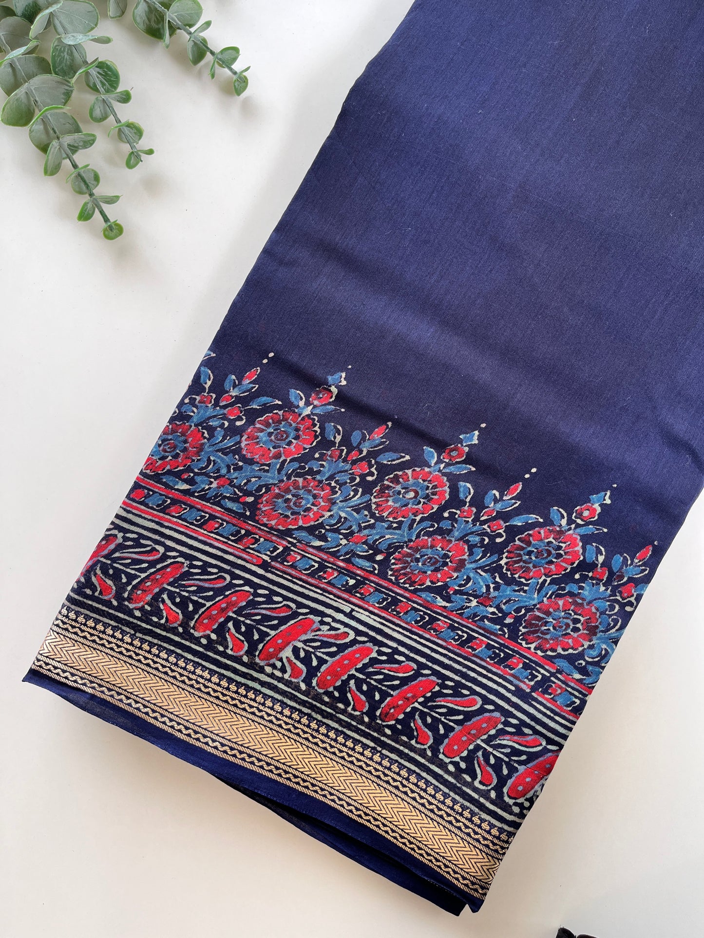 Indigo Cotton Silk Saree