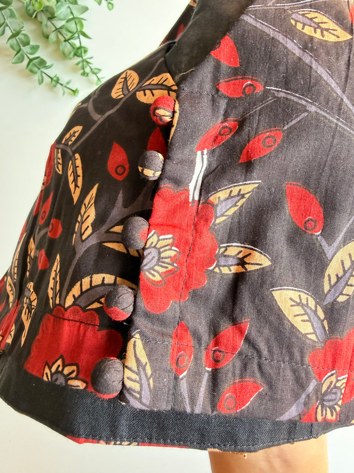 Black Floral Cotton Blouse