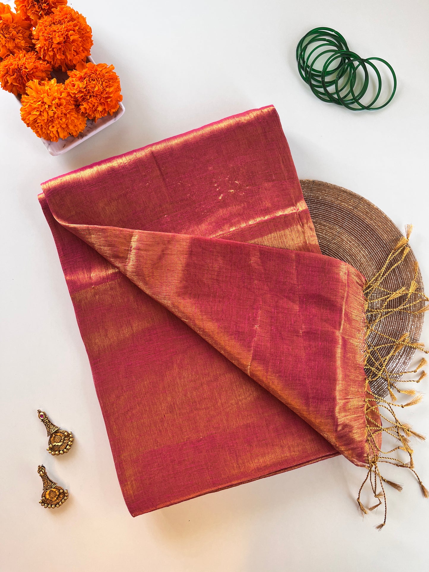 Pink Tissue Silk Saree