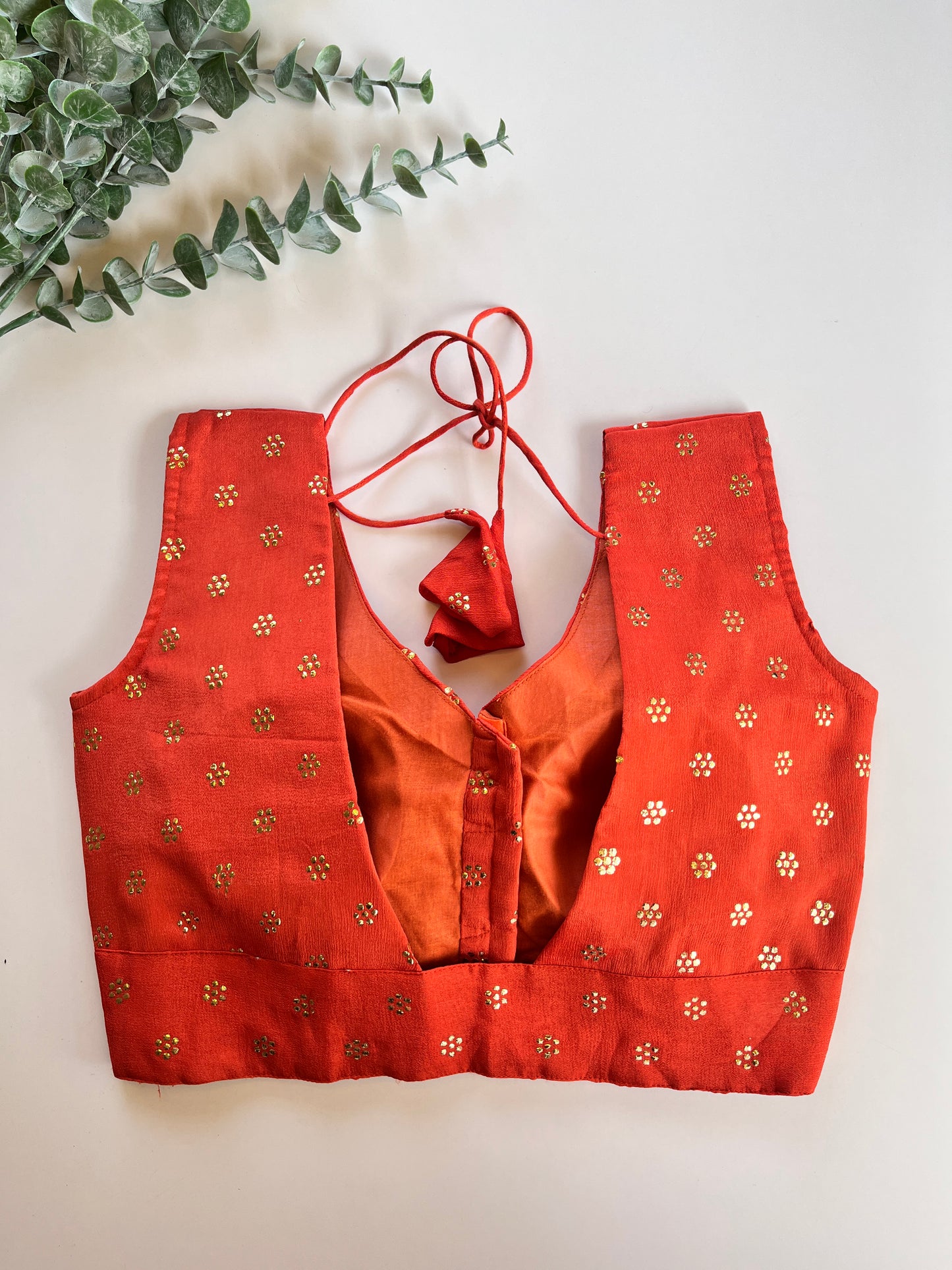 Rust Orange Mukaish Blouse