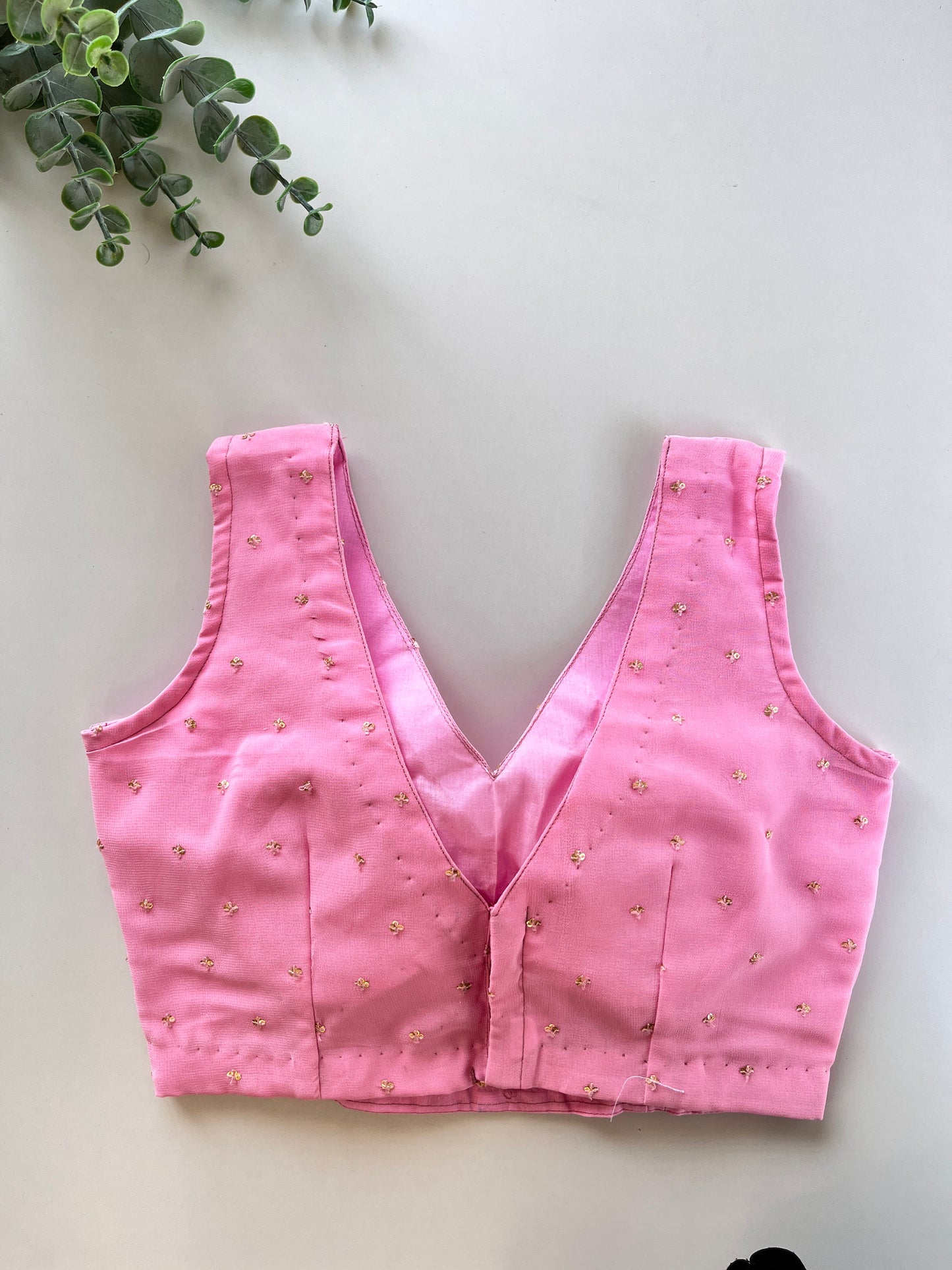 Baby Pink Gold Sequence Blouse