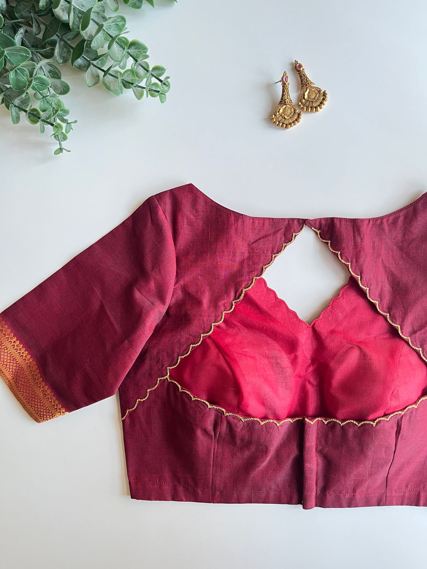 Maroon Border Blouse