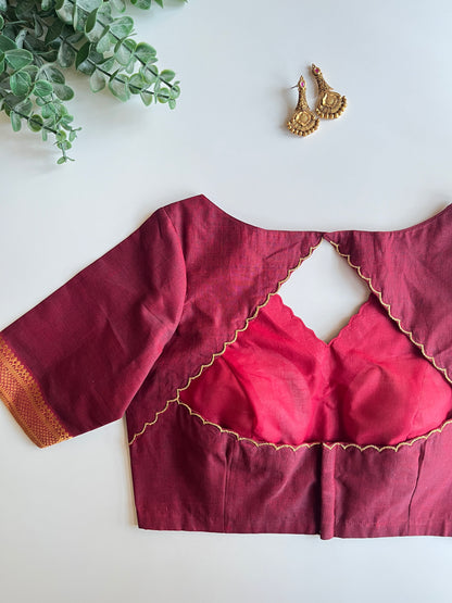Maroon Border Blouse