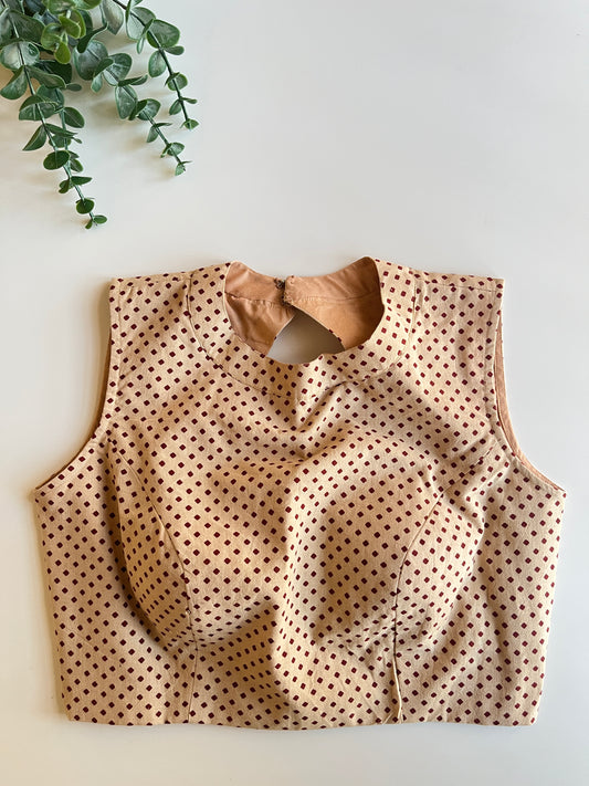 Beige & Maroon Polka Blouse