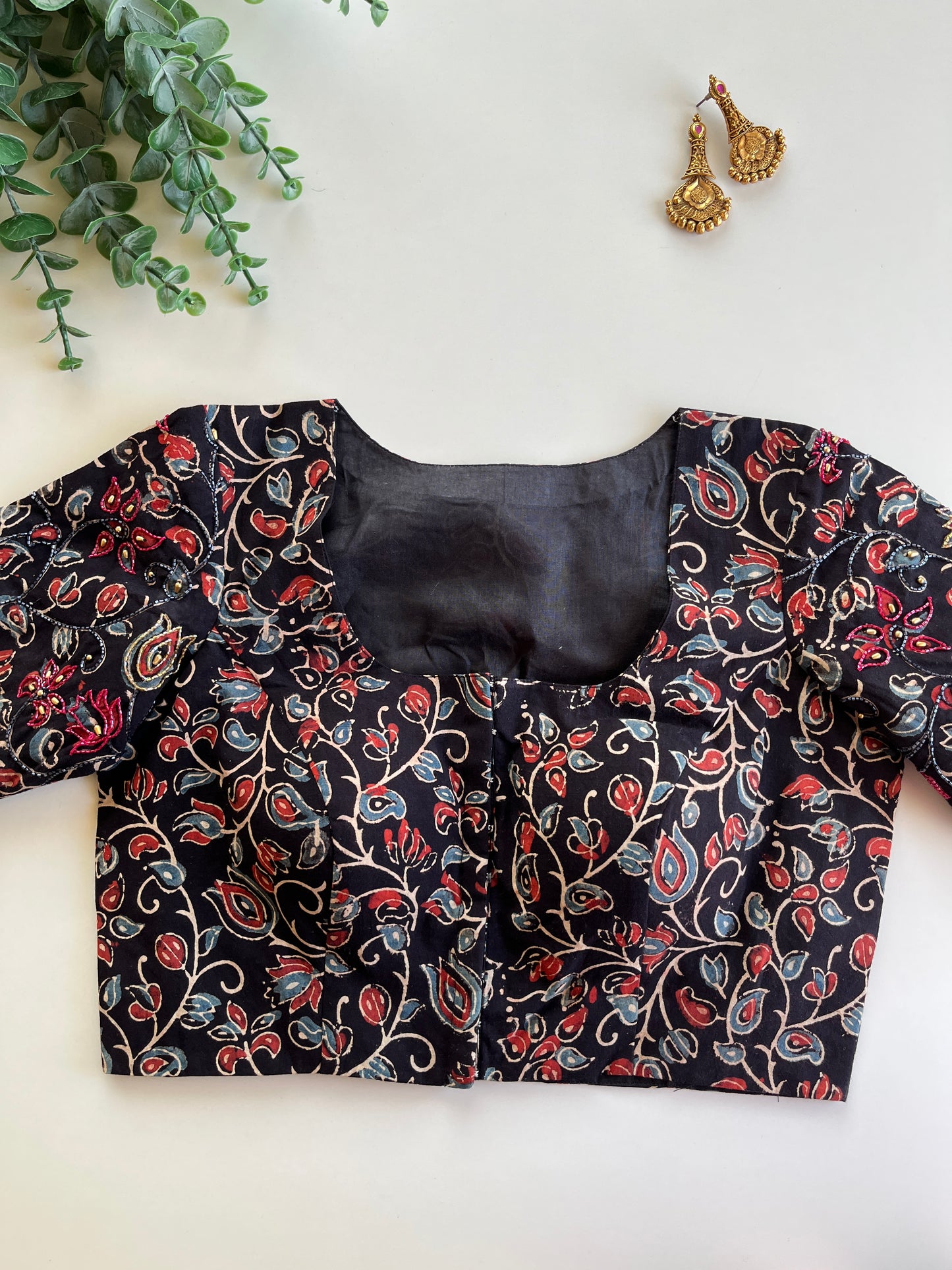 Black Ajrakh Handwork Blouse
