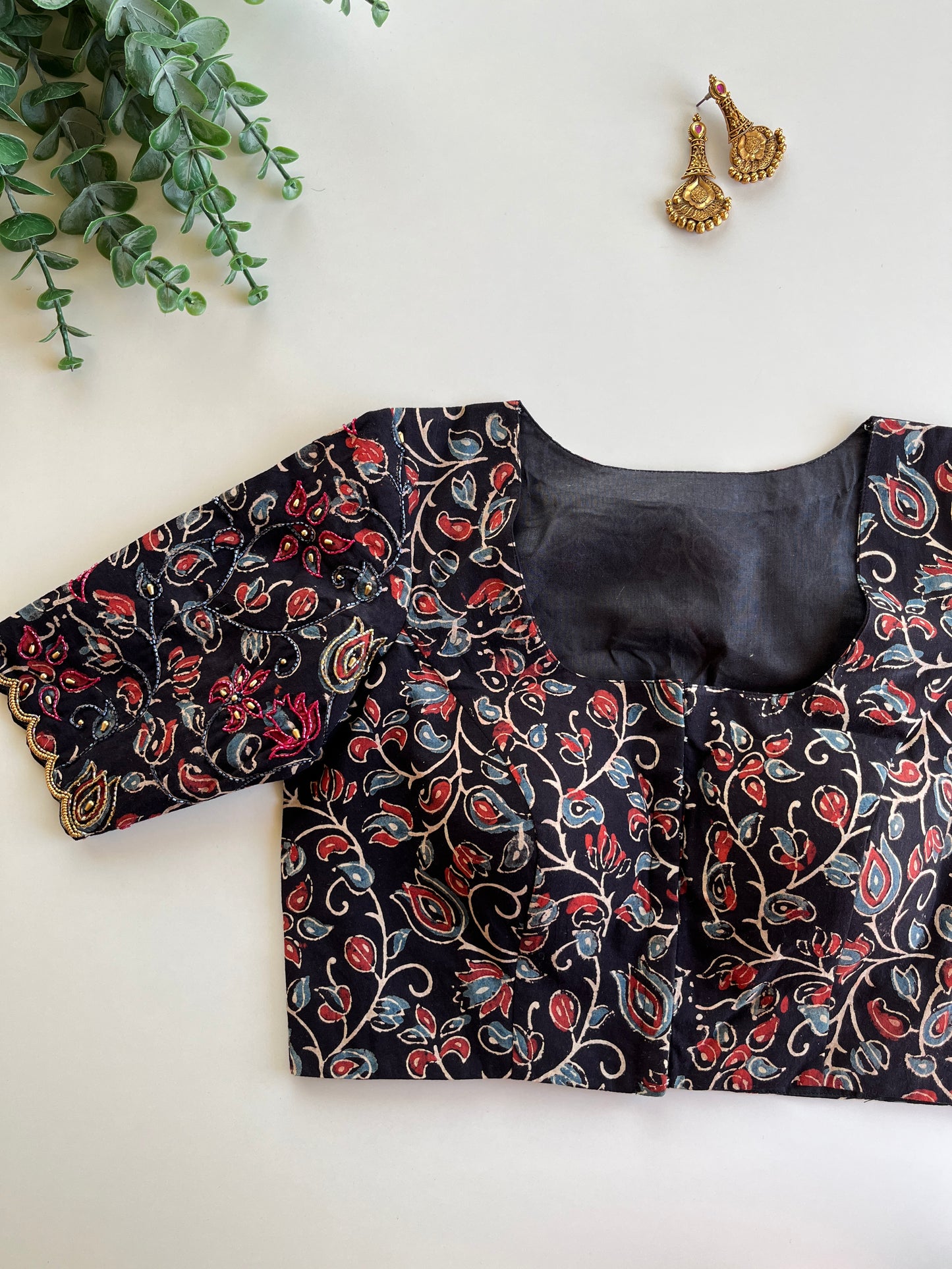 Black Ajrakh Handwork Blouse