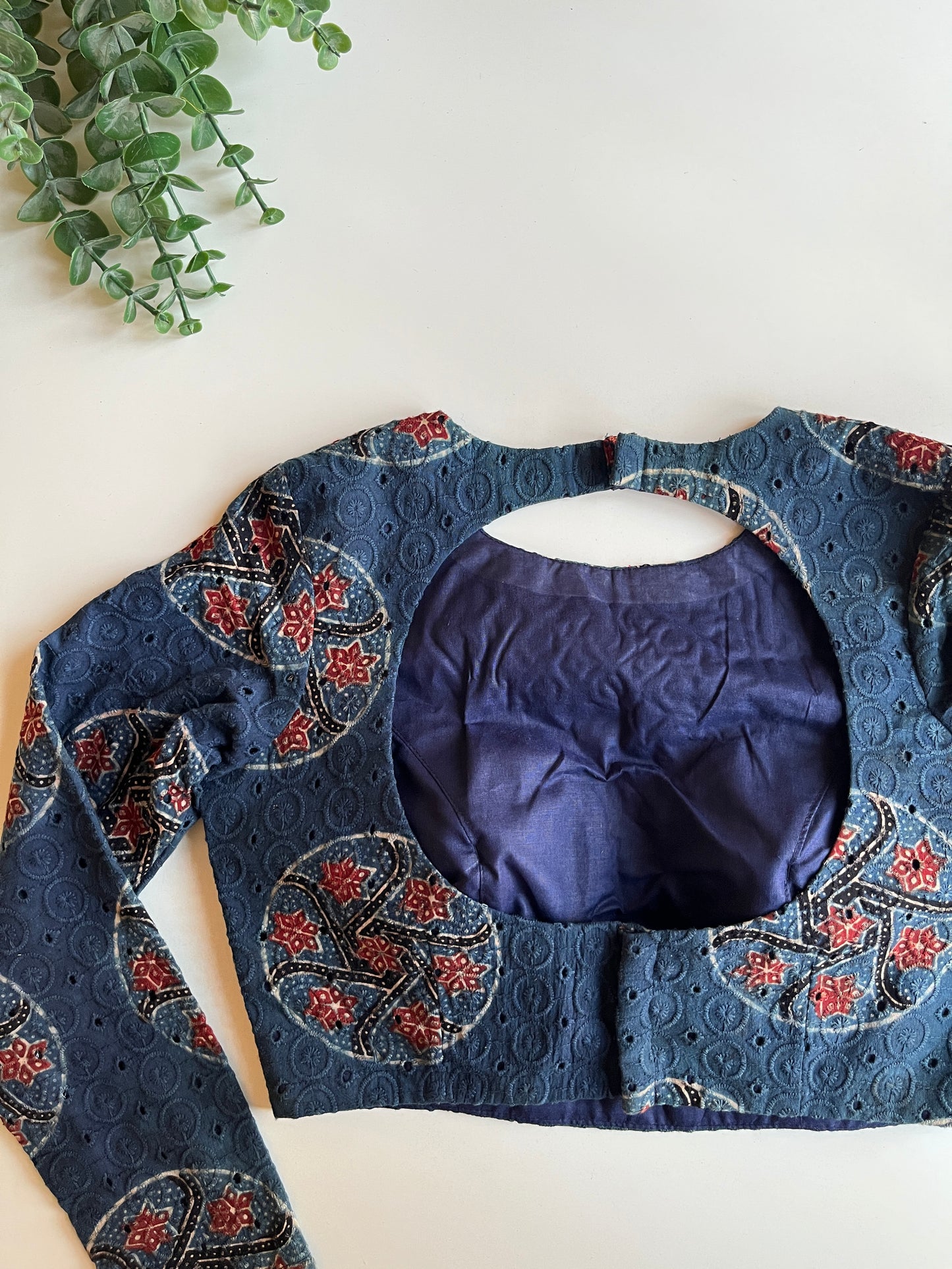 Navy Ajrakh Hakoba Blouse