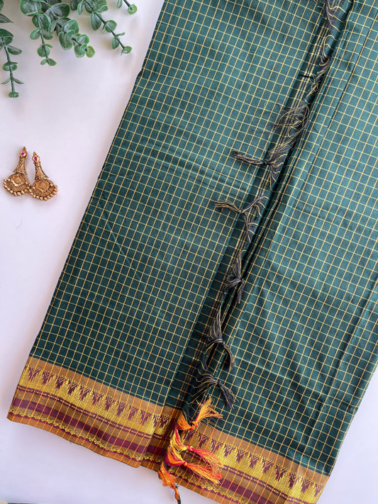 Kattam Saree in Dark Green