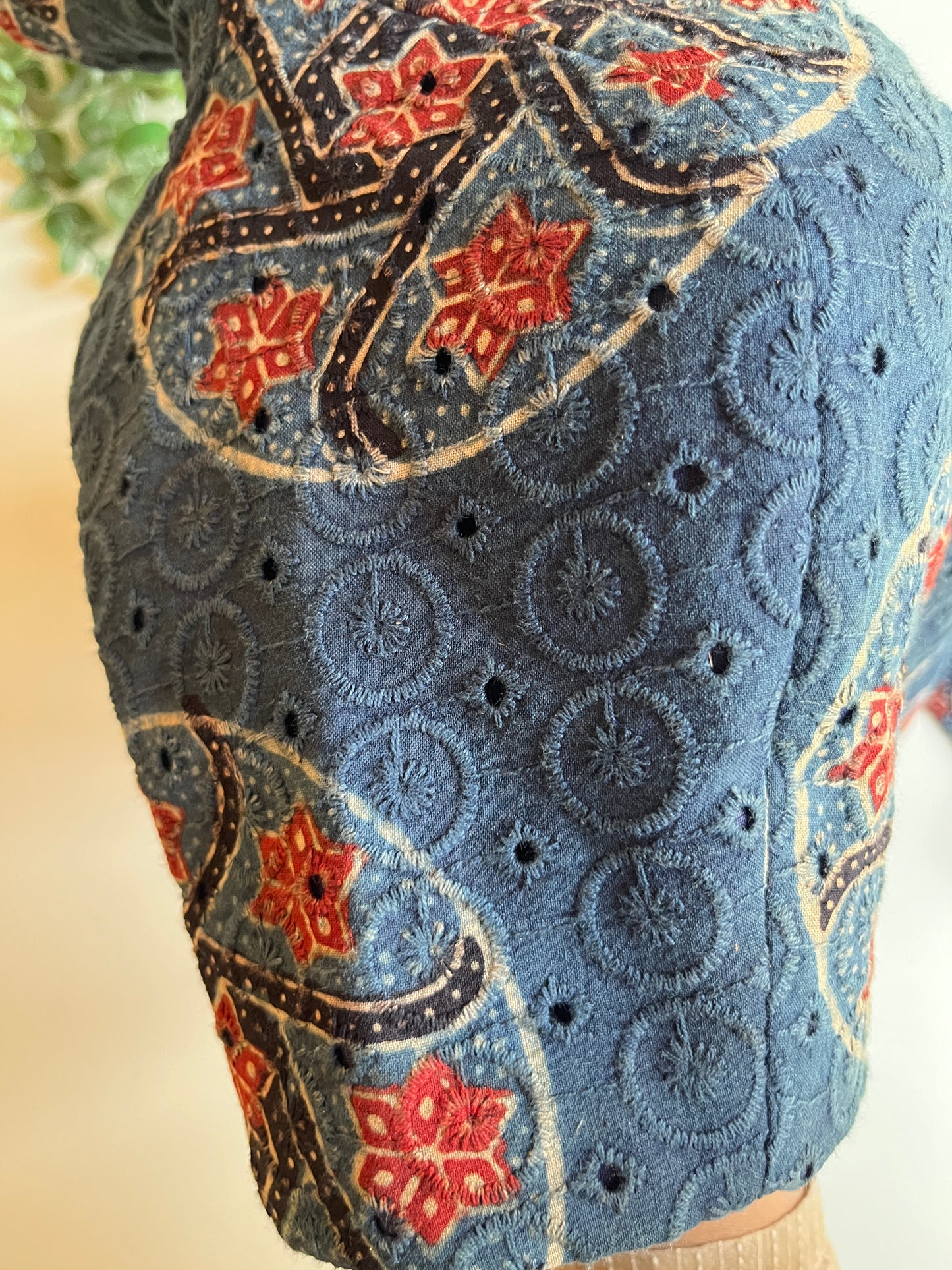 Navy Ajrakh Hakoba Blouse