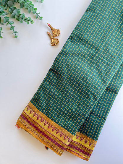 Kattam Saree in Dark Green