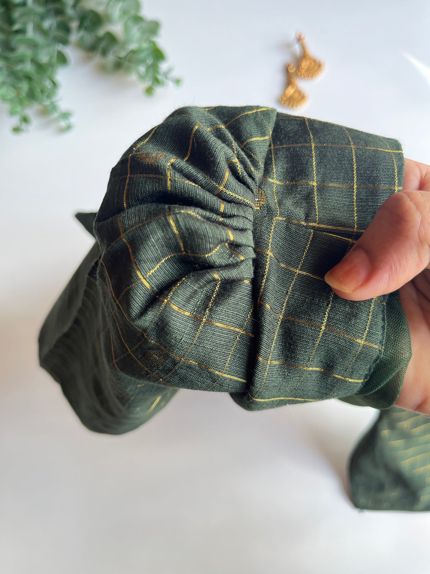 Green Puff Sleeve Blouse