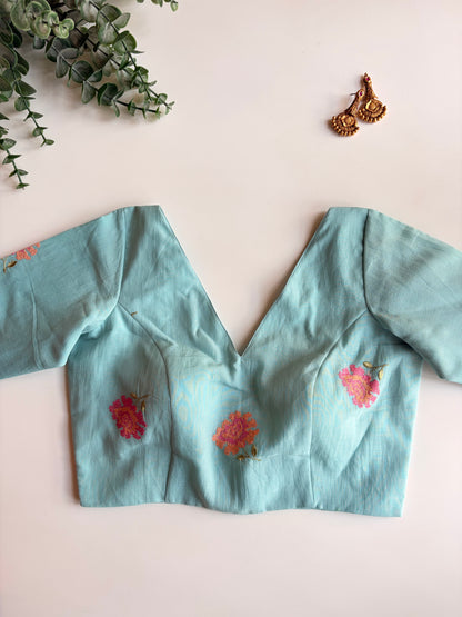 Pastel Blue Floral Blouse