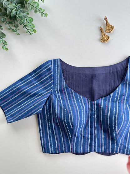 Blue Stripe Scallop Blouse