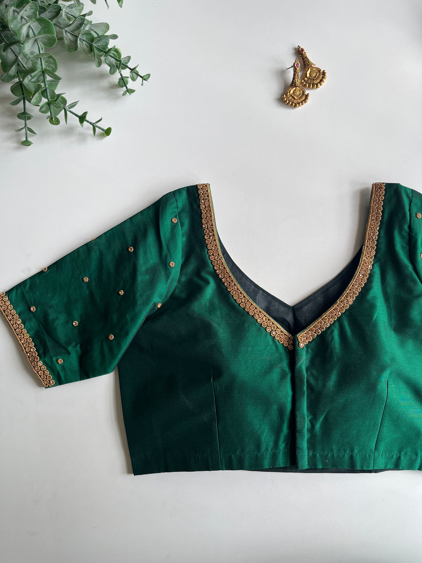 Green Basic Handwork Blouse