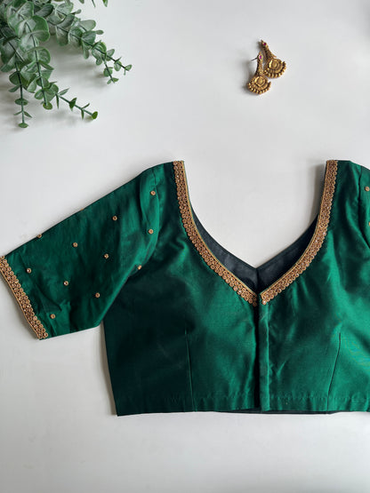 Green Basic Handwork Blouse