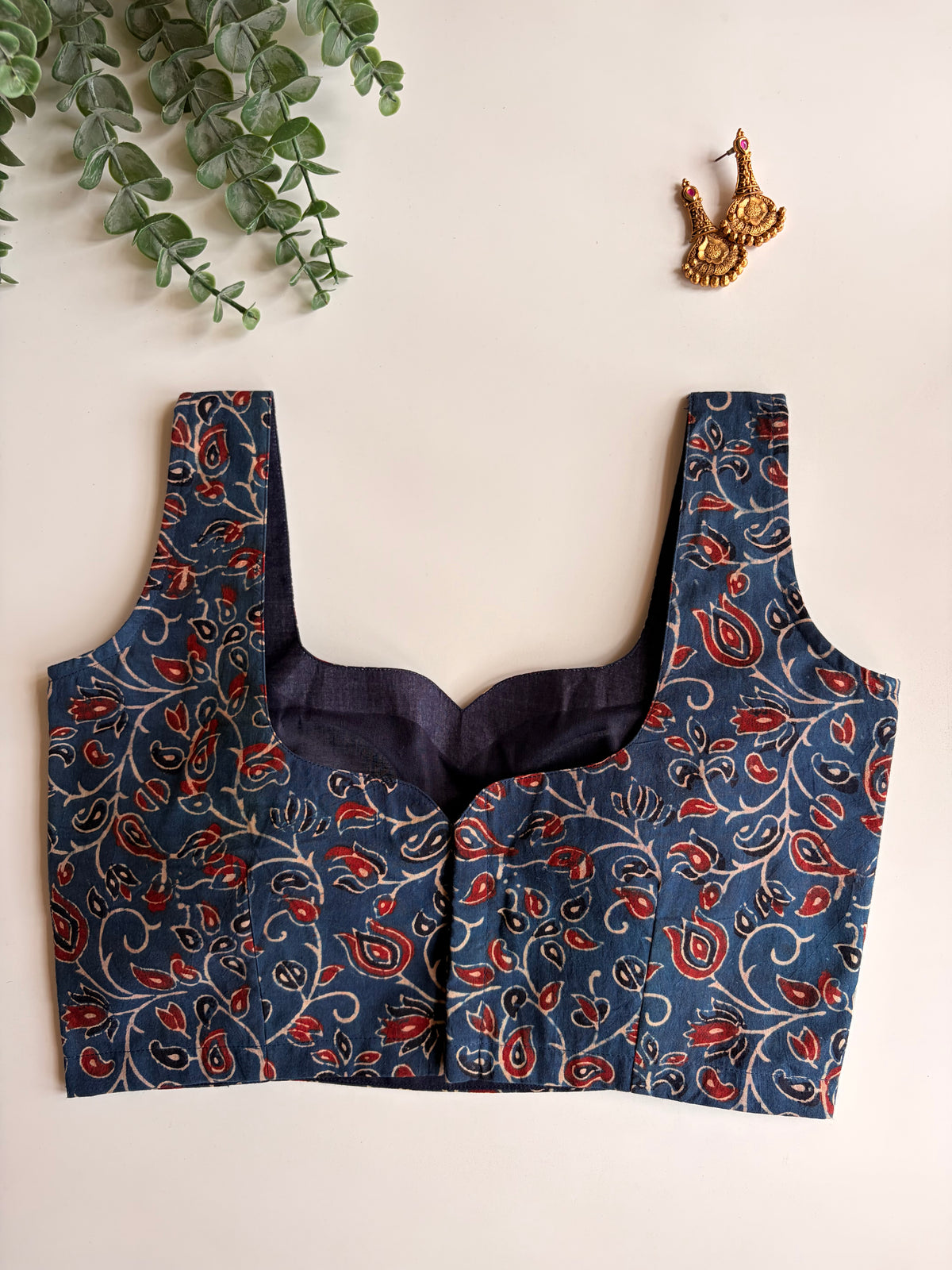 Navy Blue Ajrakh Blouse