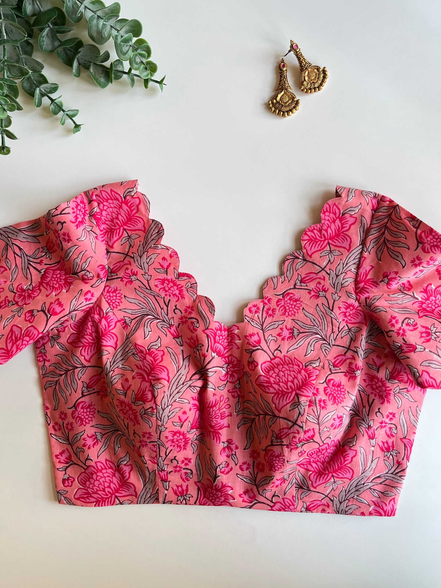 Pink Cotton Floral Blouse