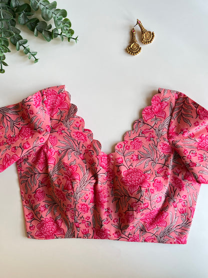 Pink Cotton Floral Blouse
