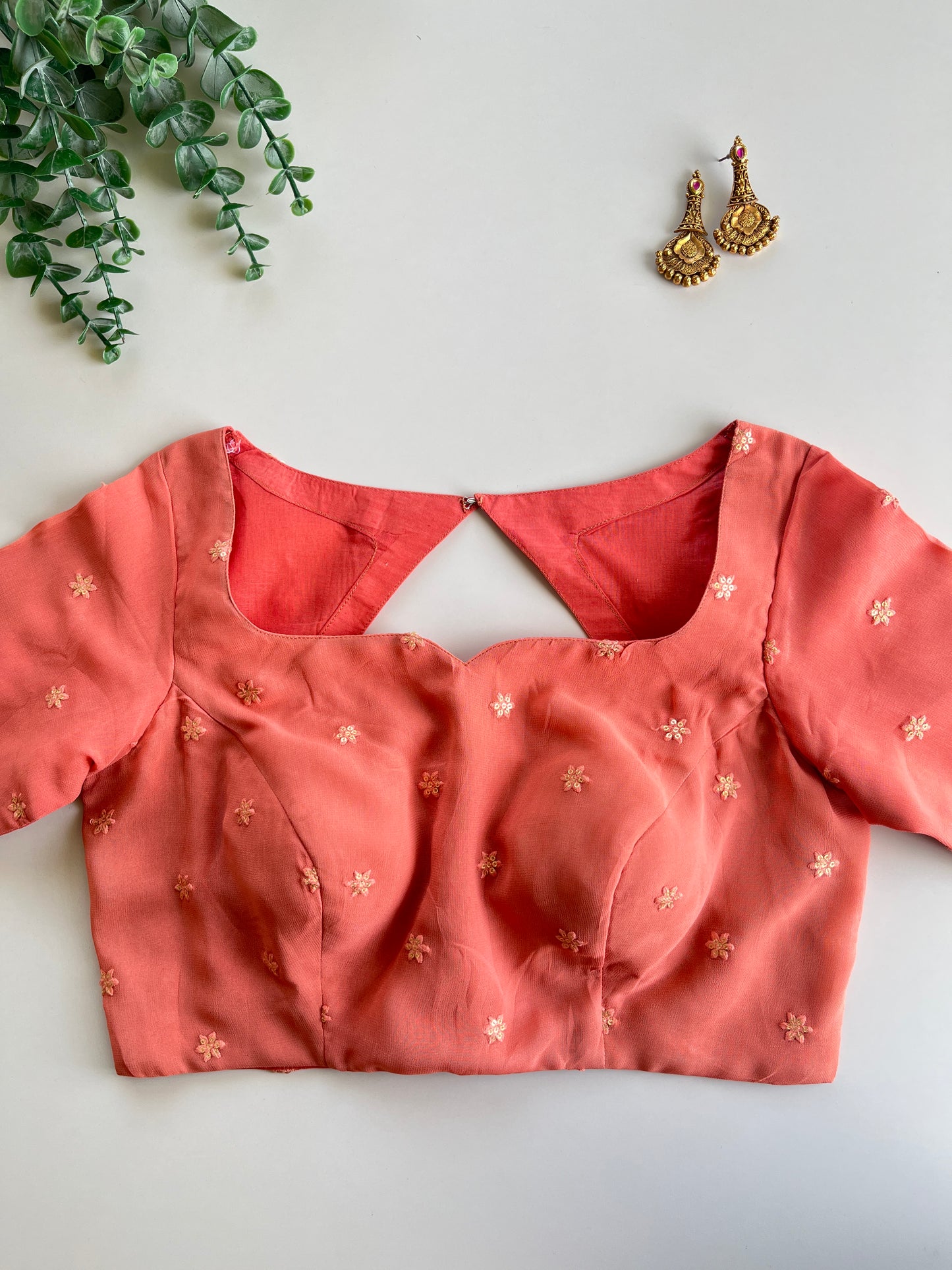 Peach Embroidered Blouse