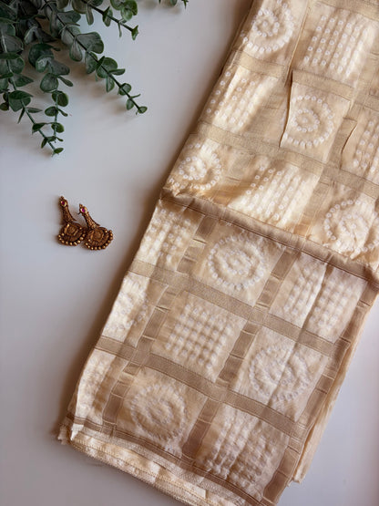 Inaara in Beige and Brown Handworked Blouse