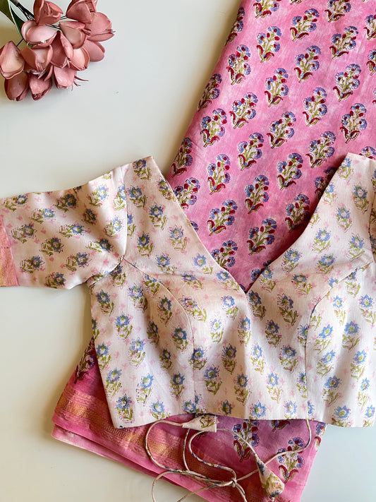 Blush Pink Cotton Silk Saree & Blouse