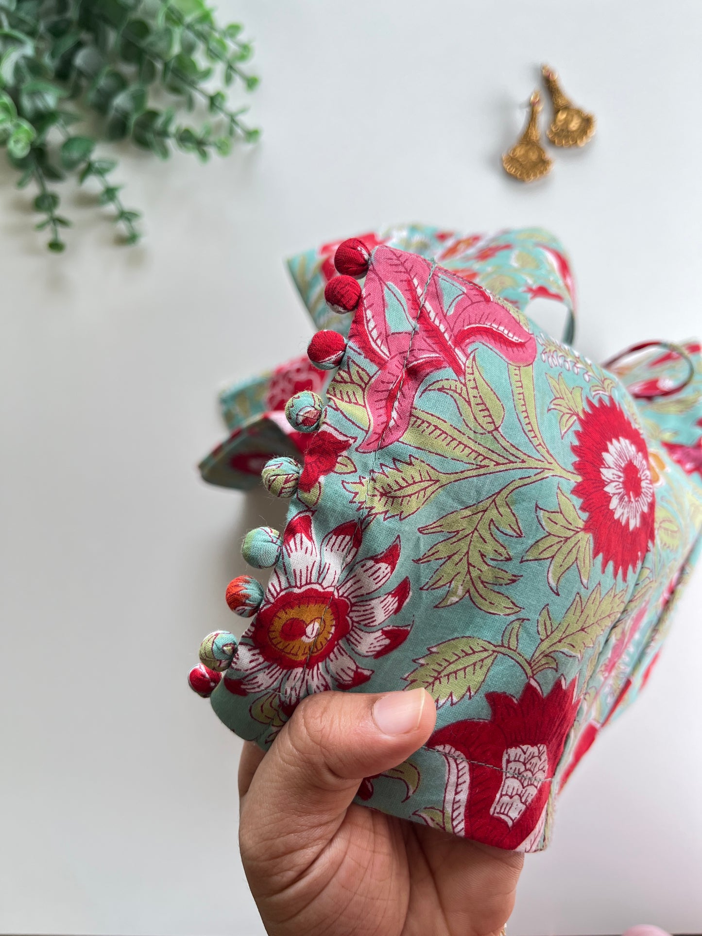 Blue Floral Cotton Blouse