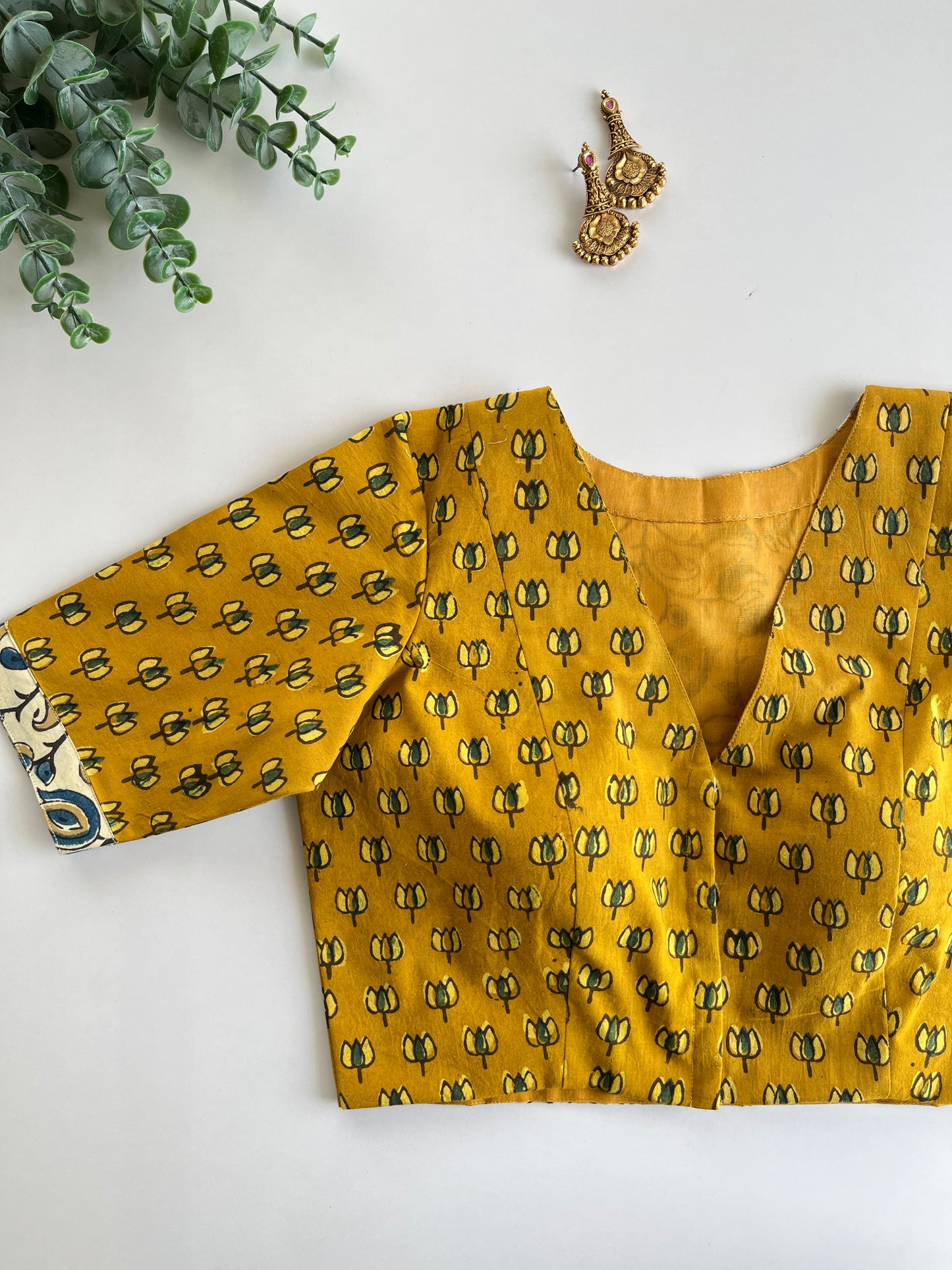 Yellow Lotus Ajrakh Blouse
