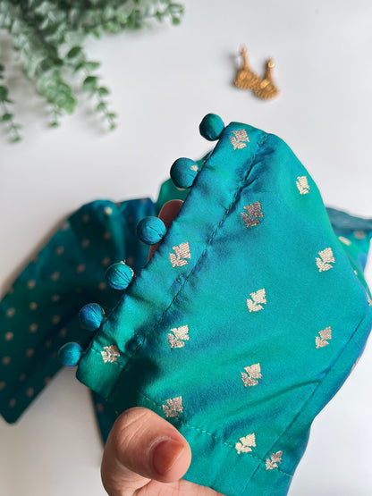 Peacock Blue Green Butta Blouse