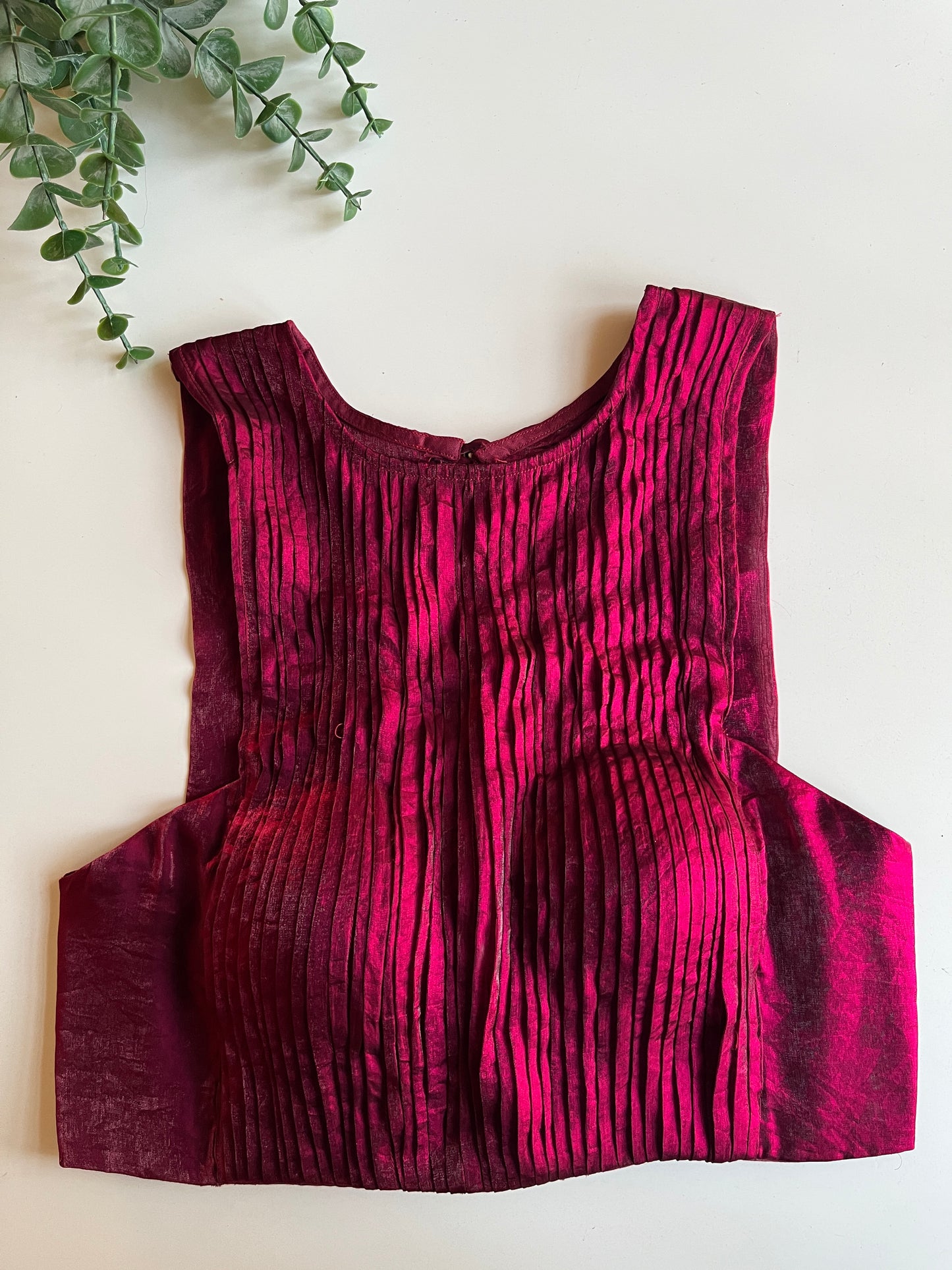 Wine Red Pintuck Blouse