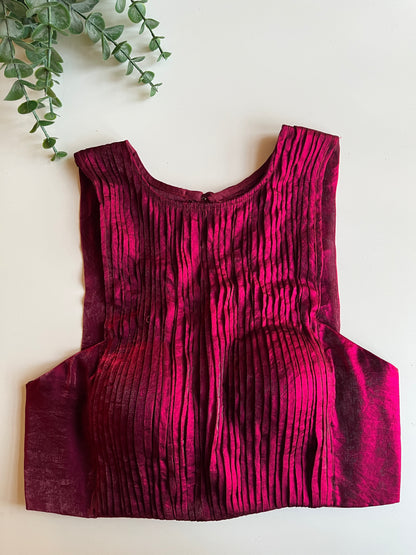 Wine Red Pintuck Blouse