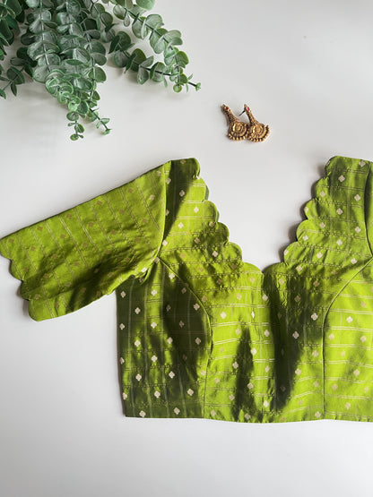 Olive Green Check Blouse