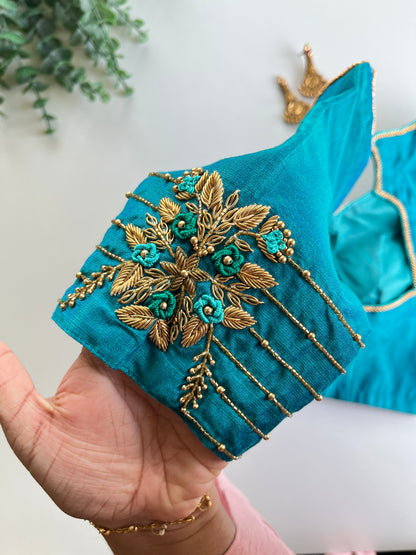 Peacock Blue Handwork Blouse
