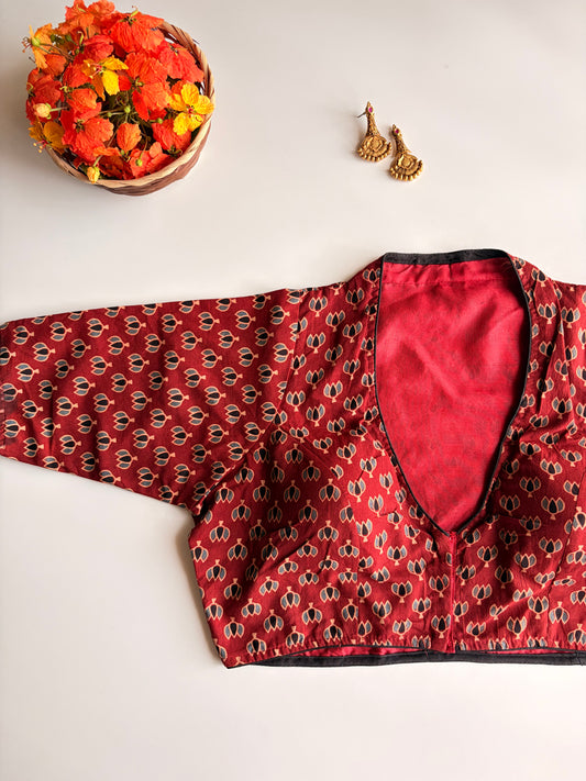 Red Ajrakh Blouse